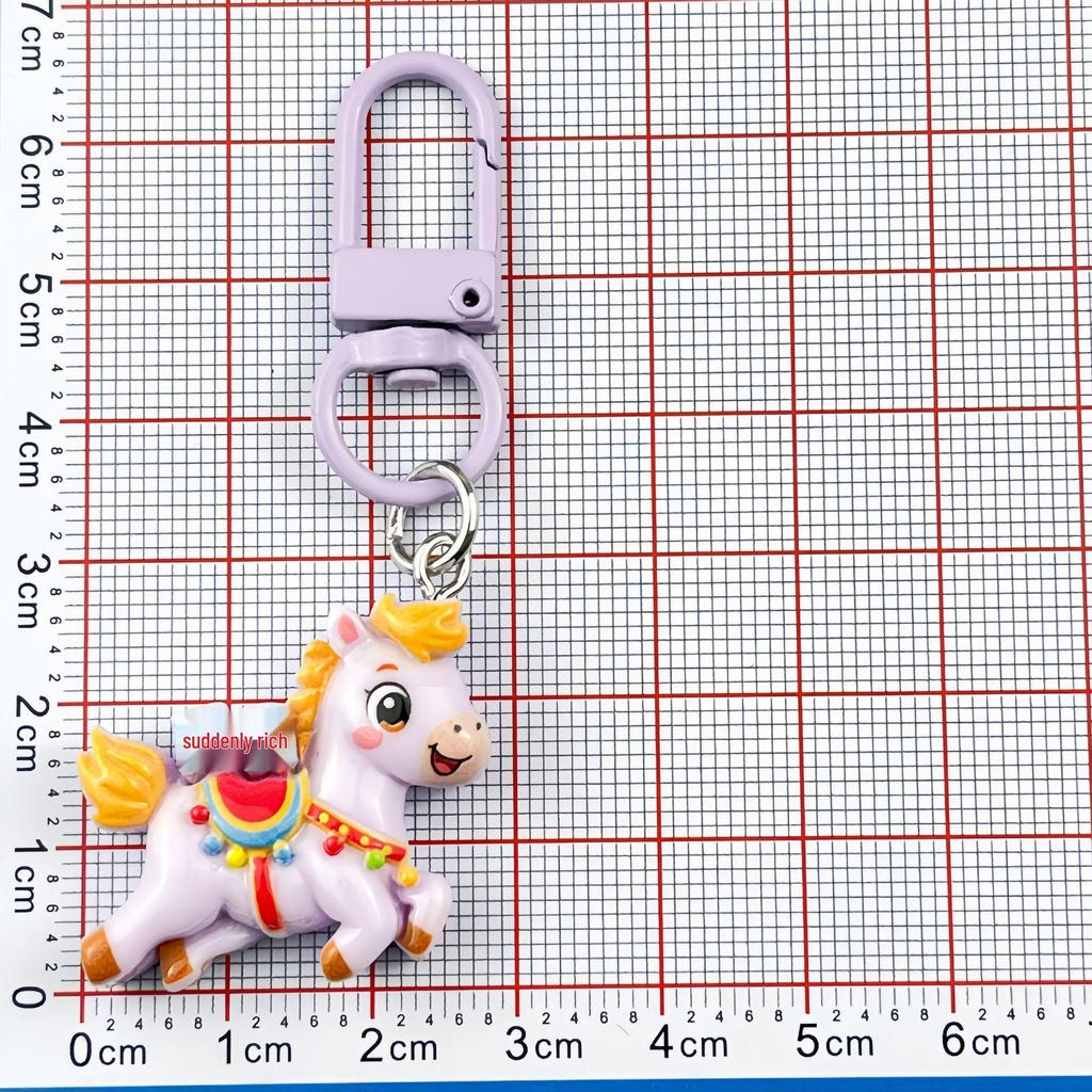 New Year Cartoon Wealth Horse Keychain: Girl's Bag Charm & Student Backpack Accessory - Year of the Horse Small Gift