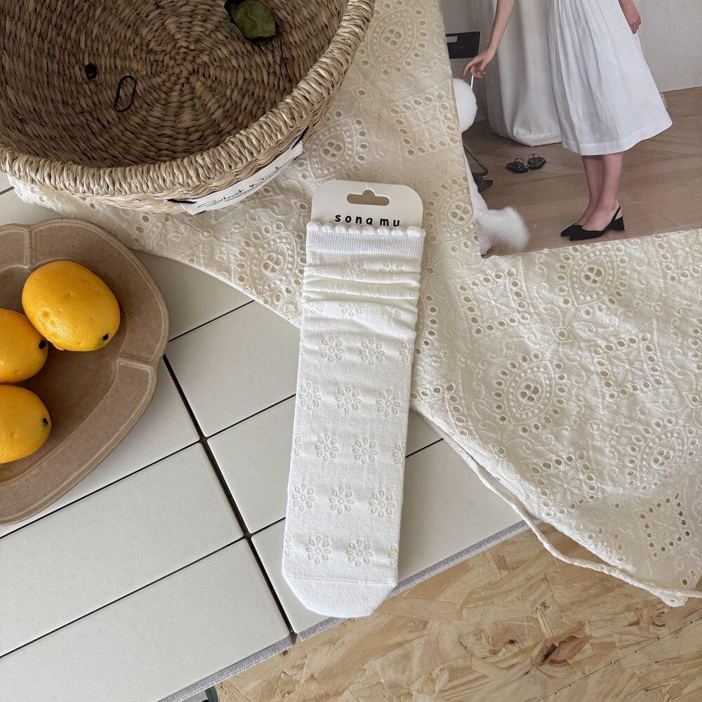 White Lace Socks Children'S Stacking Socks Summer Thin Ins Tide Tube Socks Breathable Mesh Ballet Style Boneless Stockings