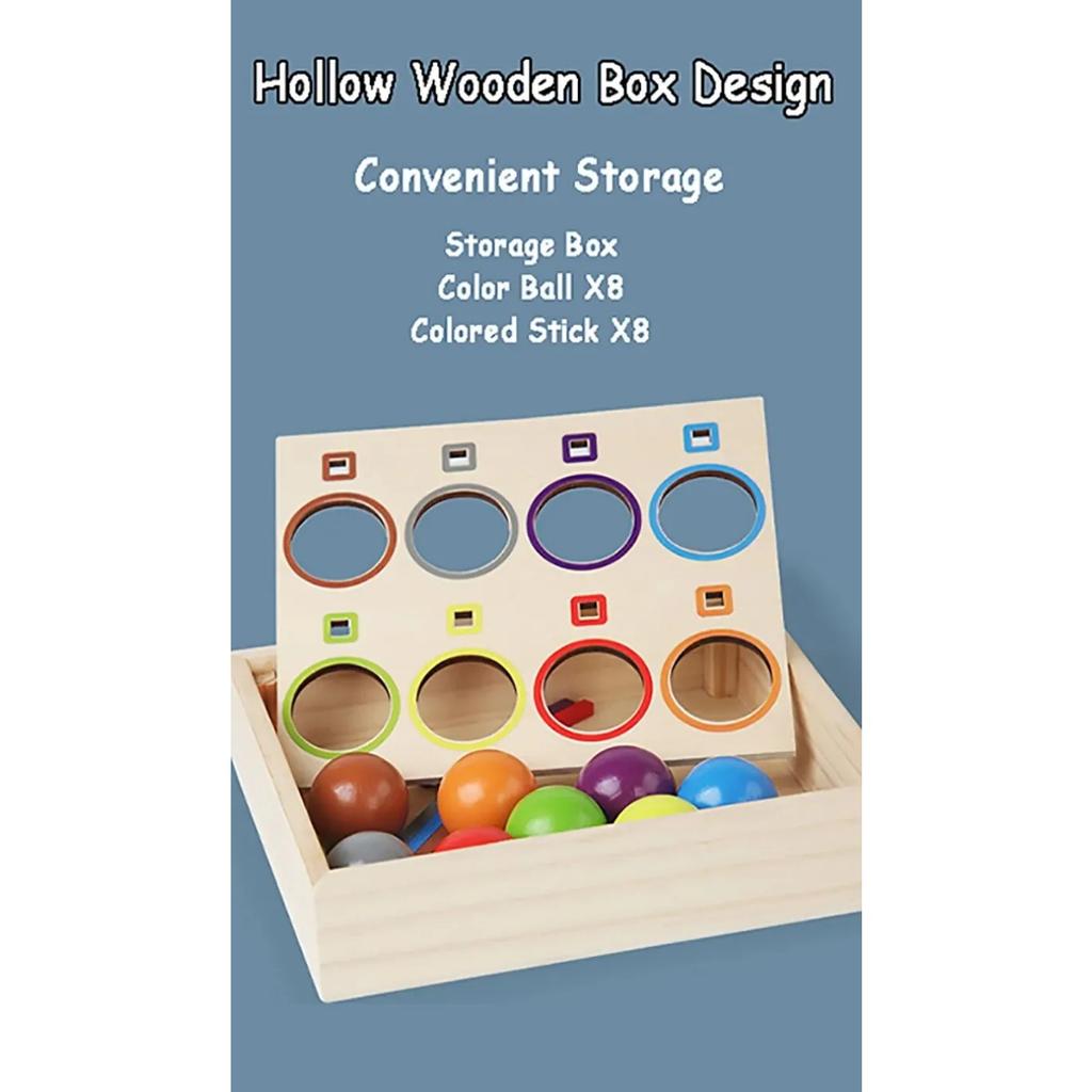 Baby Rainbow Ball Matching Montessori Wooden Toy Color Sorting Cognitive Sensory Game Fine Motor Training Early Educational Toys