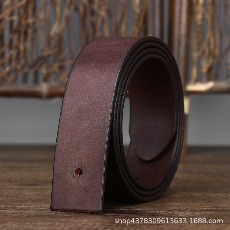 Headless Belt Men'S Leather Pin Buckle First Layer Pure Cowhide Strip Retro Matte Trend Buckle-Free Belt Belt Does Not Take The Lead