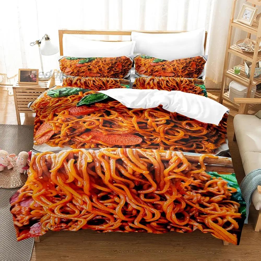 Gourmet Spaghetti Italian Bedding Set Single Twin Full Queen King Size Bed Set Aldult Kid Bedroom Duvetcover Sets 3D Breakfast