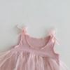 Summer Baby Romper: Pink Mesh Princess Dress with Sweet Bow for Newborn Girls