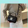 Trendy Minimalist Women's Handbag Stylish Casual Small Square Pu Tote Bag In Black White Silver