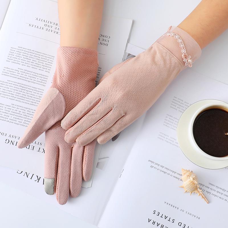 Women's Touchscreen Elastic Summer Cycling Gloves - Anti-UV, Thin, Ice Silk, Sun Protection