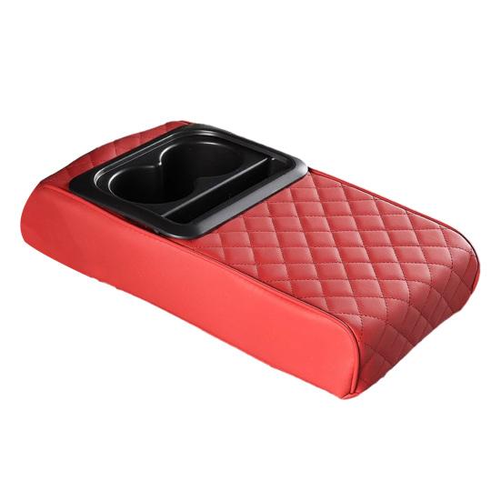 Yousheng Center Console Cover for Car Waterproof Faux Leather Car Arm Rest Cover with 2 Cup Holders Universal Car Interior Accessories