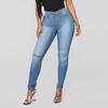 Womens Hole Button Zipper Pocket Jeans Casual Denim Flares Wide Leg Slim Pants