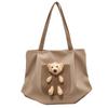 Large Capacity Bag Female Cute Bear Shoulder Bag Casual Versatile Canvas Bag Class Commuter Tote Bag