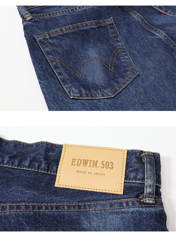 Edwin Jeans 503 Regular Straight Denim Made in Dark Blue Pants, Japan, 100% Cotton, Men's,