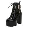 14CM Ankle Knight Boots High Heels Shoes For Nightclub Thick Heel Platform Boots Cool Black Punk Girls Footwear High Quality