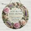 Warm Atmosphere Wall Plaque Wooden Rose Door Hanger Sign, Front Floral Hanging Plaque, Decorative Rustic Farmhouse Home Decoration Ornament with Rope