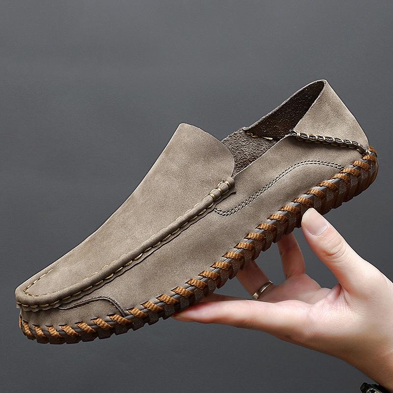 Autumn new breathable casual beef tendon sole driving one pedal Doudou shoes soft sole leather handmade men's shoes