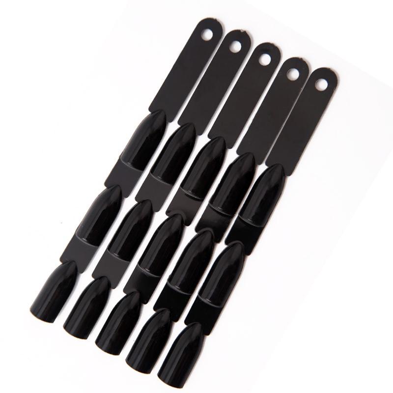 150 Black False Nail Tips Fan with Removal Ring Fake Nails Nail Art Practice Display Nail Polish Color Chart Manicure Tool