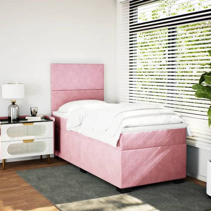 Maison Exclusive - Sommier à lattes de lit avec matelas Rose 100x200 cm Velours