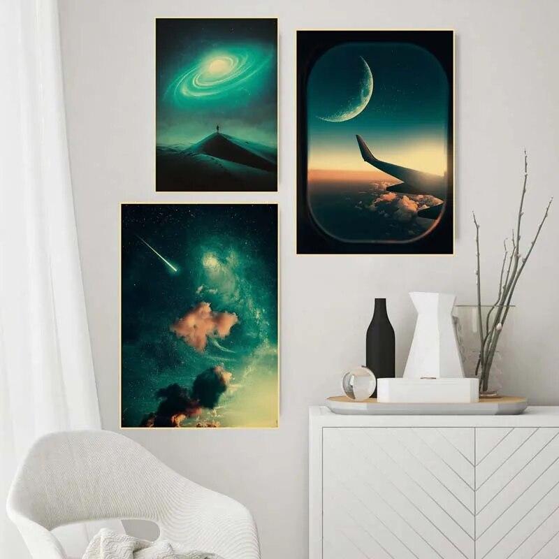 Αφηρημένο Διάστημα Αφίσες από Χαρτί Κραφτ Εκτυπώσεις Ρετρό Διακόσμηση Σπιτιού Διακόσμηση Σαλονιού Πίνακες Εικόνες Μπαρ Καφέ