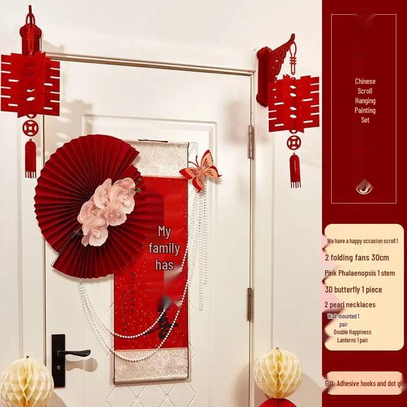 Wedding Room & Door Decoration Set: Joyful Bride and Groom Double Happiness Stickers
