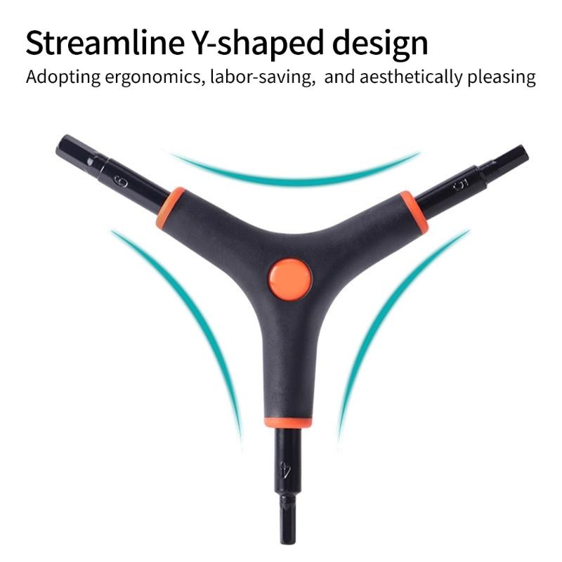 High Strength Bicycles Repair Wrench 3 Way Y Type Hexagonal Wrench Wear Resistant Inner Hexagonal Spanner Repair Tool