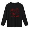 Casual Streetwear Line Art Red Seafood Lobster Shrimp Print T Shirt Vintage Washed Unisex Soft Fashion Stretched