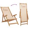 Foldable Beach Chair Beige Solid Eucalyptus Wood and Fabric