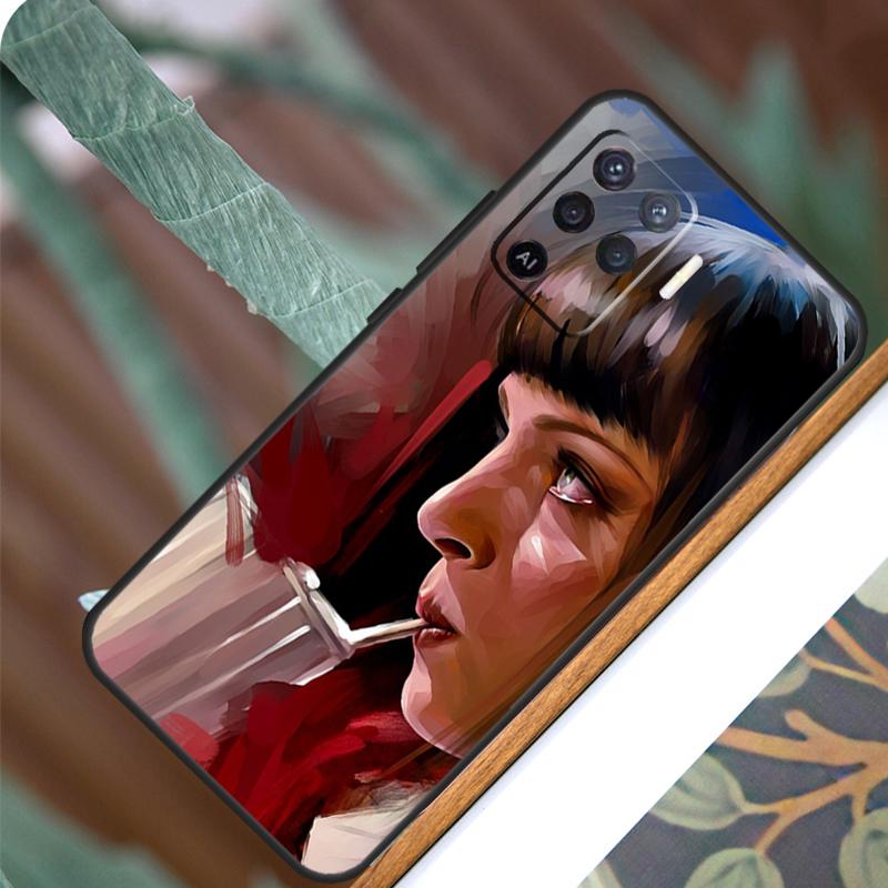 Mia Pulp Fiction Hülle für OPPO A17 A16 A15 A79 A58 A78 A98 A74 A94 A77 A5 A9 A96 A76 A52 A72 A53S A54S A57S
