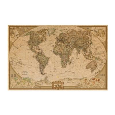 NUOLUX World Map Poster, Kraft Paper, Vintage Design, Wall Decor, Living Room, Office, Kids Room, Mural Painting, Great Gift Idea