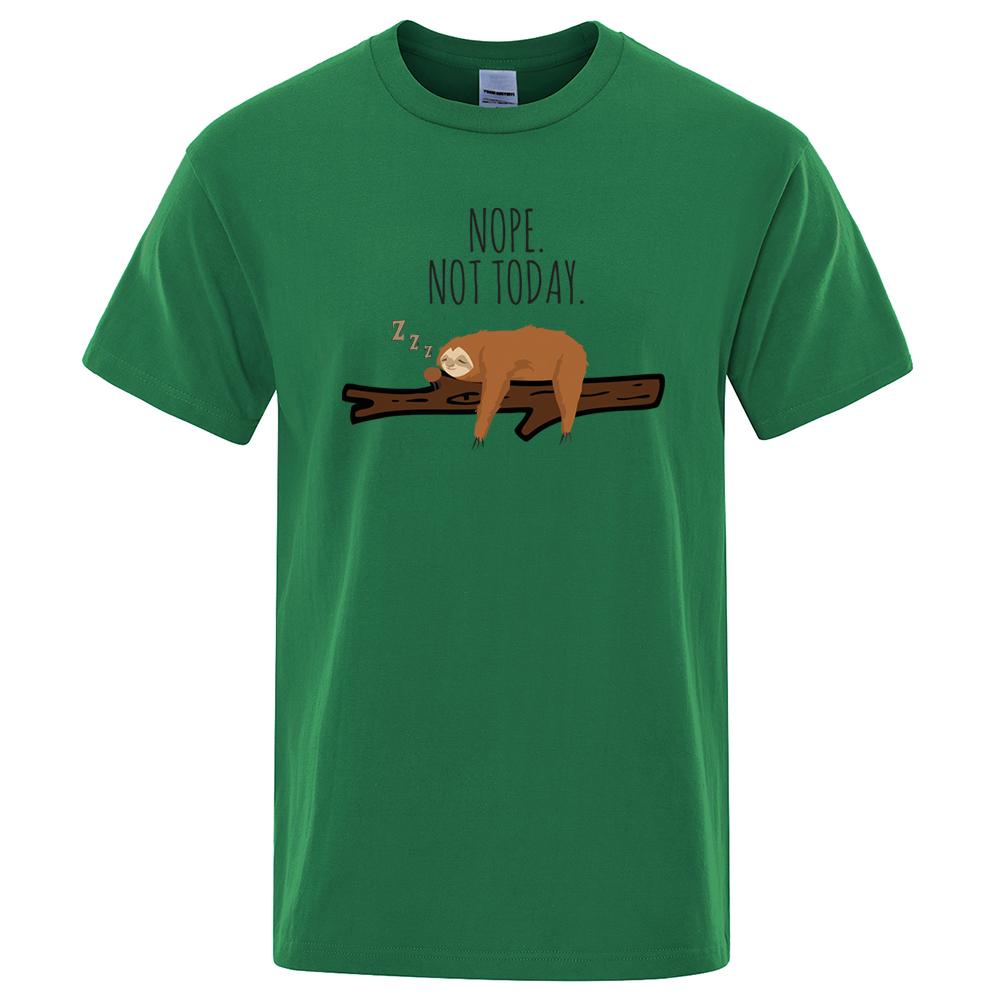 

Летняя брендовая футболка 2023 года Нет, не сегодня Ленивец с коротким рукавом Мужская футболка Мультяшные Folivora Топы Мужская повседневная футболка Уличная одежда 4XL