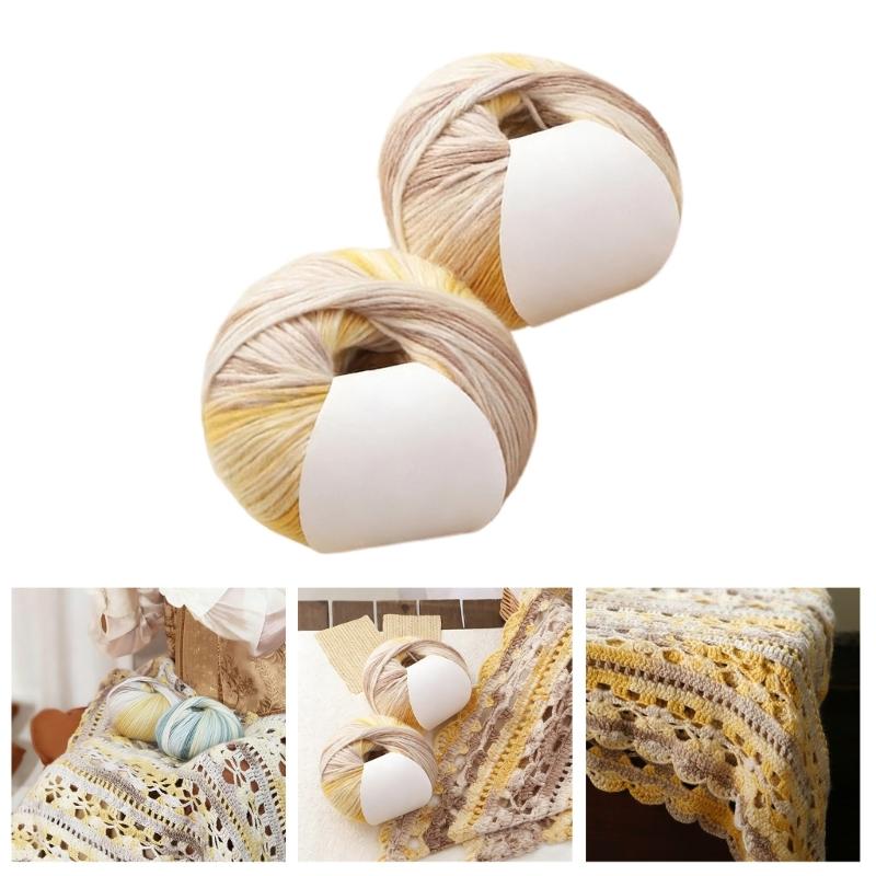 2Pcs Gradient Color Cotton Yarn 250.43Yard Each Knitting Yarn Thread for Sweater Scarves Bag Knitting Crochet Project