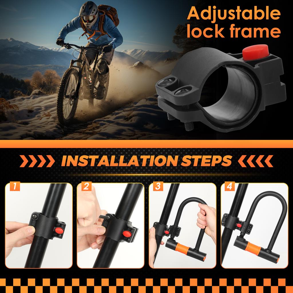 Fahrrad-Bügelschloss mit 1,2 m doppeltem Schlaufenkabel Sicheres Diebstahlschutz-Fahrradschloss mit wasserdichter Schiebeabdeckung oder Halterung