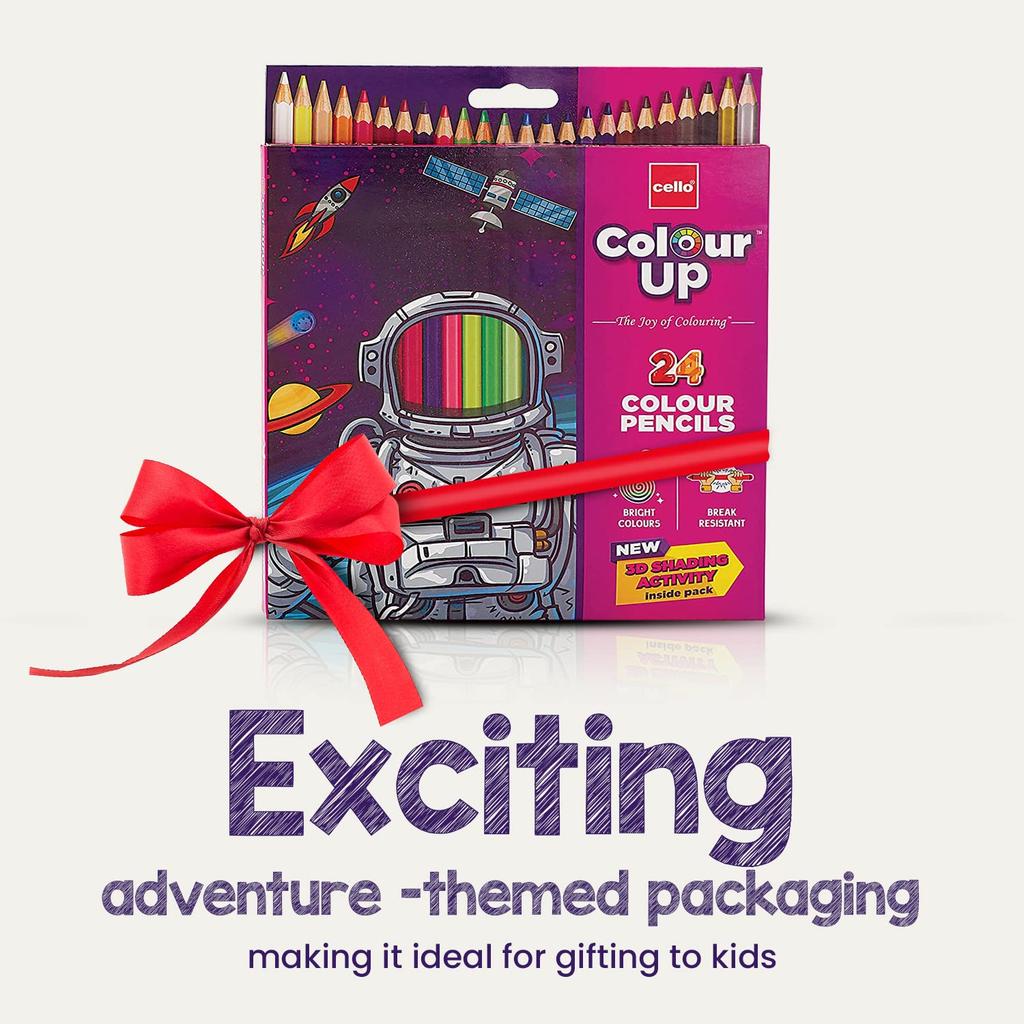 CELLO Set di Matite Colorate ColourUp, 24 Matite Multicolori, Confezione da 1, Resistenti alla Rottura, Divertente Set Artistico e da Disegno per Bambini