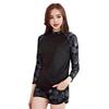 2 Piezas/Set Bañador Unisex Secado Rápido Transpirable Suave Estampado de Hojas Cuello Redondo Mangas Largas Ropa de Surf para Parejas Traje de Baño para Buceo Ropa de Baño para Deportes Acuáticos