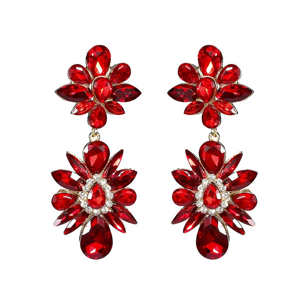 Fashion Snowflake Flower Sparkling Crystal Earrings Personalized Exaggerated Women's Earrings Nightclub Earrings