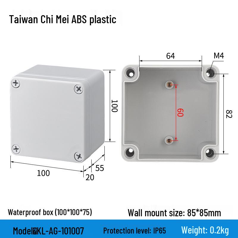 Outdoor Waterproof ABS Power Supply & Monitoring Socket Box with Wiring Terminal & Button