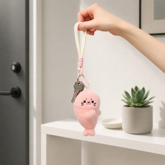 Magnetischer Robben Plüsch Schlüsselanhänger, Niedlicher Stofftier Schlüsselanhänger, Weiches Robben Plüschtier für Tasche Handtasche, Kühlschrankmagnet Geschenk für Mädchen