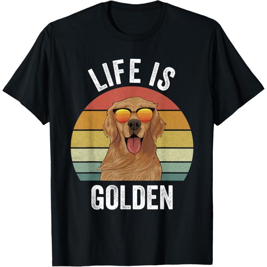 Retro Golden Retriever Funny Dog T-Shirt for Men Women Girls Kids XXXXXL чёрный