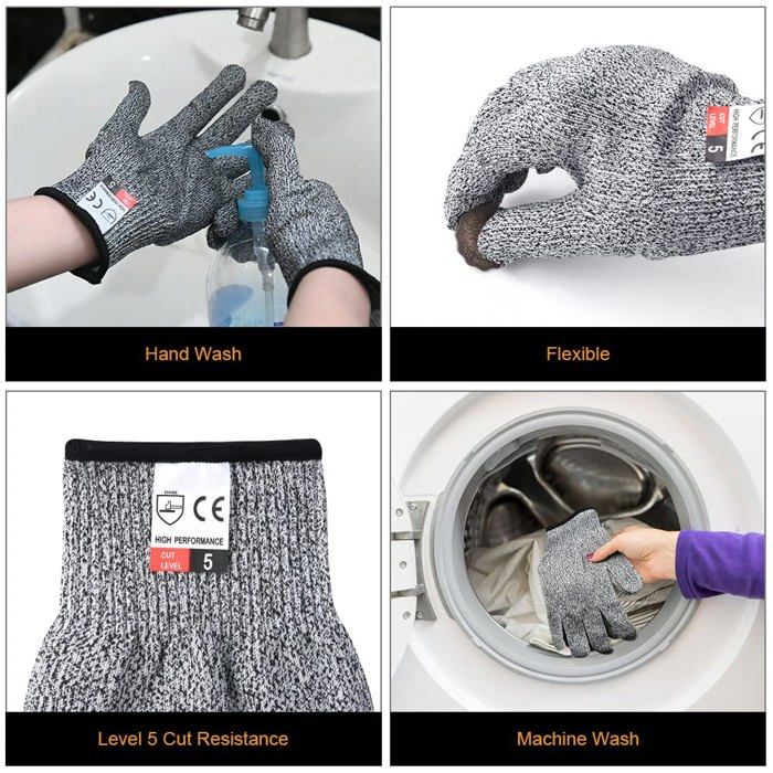 Gants de travail anti-coupure niveau 5 EN388 pour cuisine, jardinage et bricolage