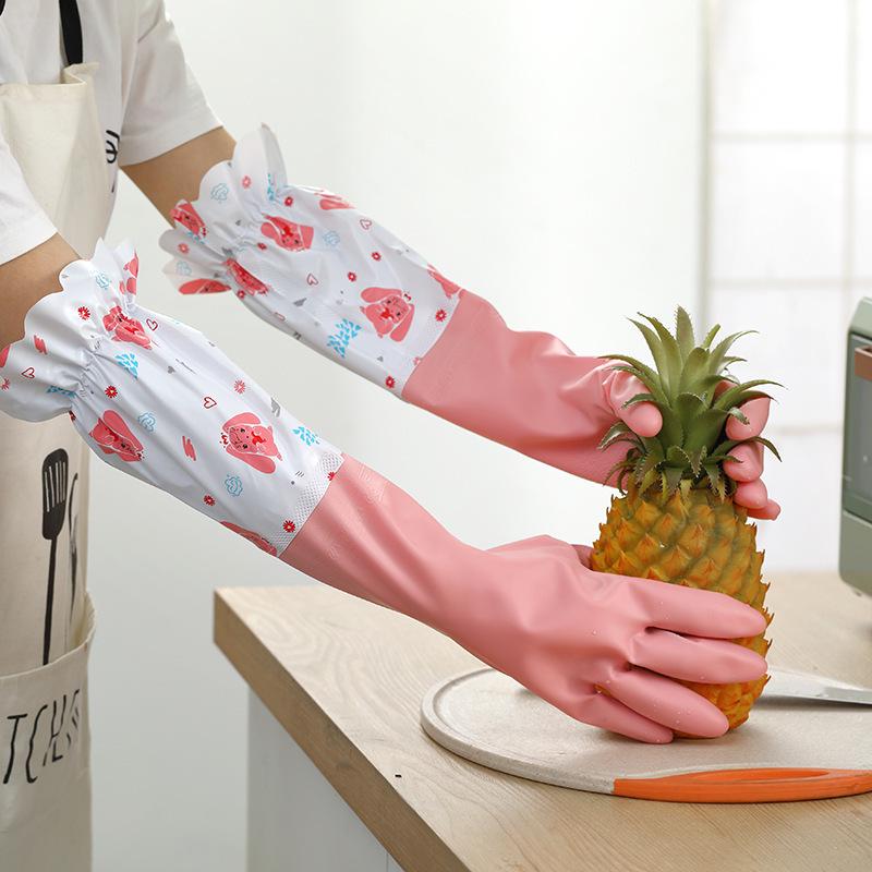 

Женские зимние кухонные перчатки: Толстая резина с бархатной подкладкой для мытья посуды и стирки 1 Pair