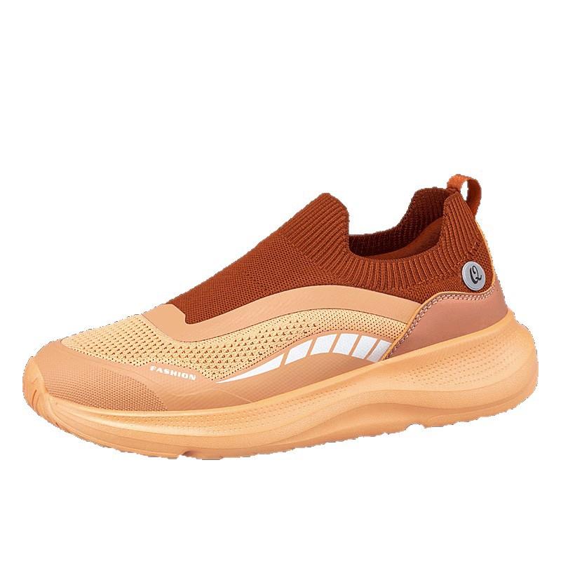 

Одинарные летние вязаные повседневные мужские и женские туфли, одна нога на подъем, повседневные сетчатые дышащие, толстая подошва, амортизирующие кроссовки для ходьбы 45