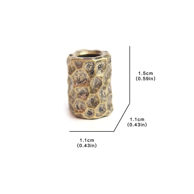 Brass Hammer Texture Pattern Cylinder EDC Knife Beads Paracord Lanyard Pendants DIY Adult Fidget Toy Paracord Rope Accessories