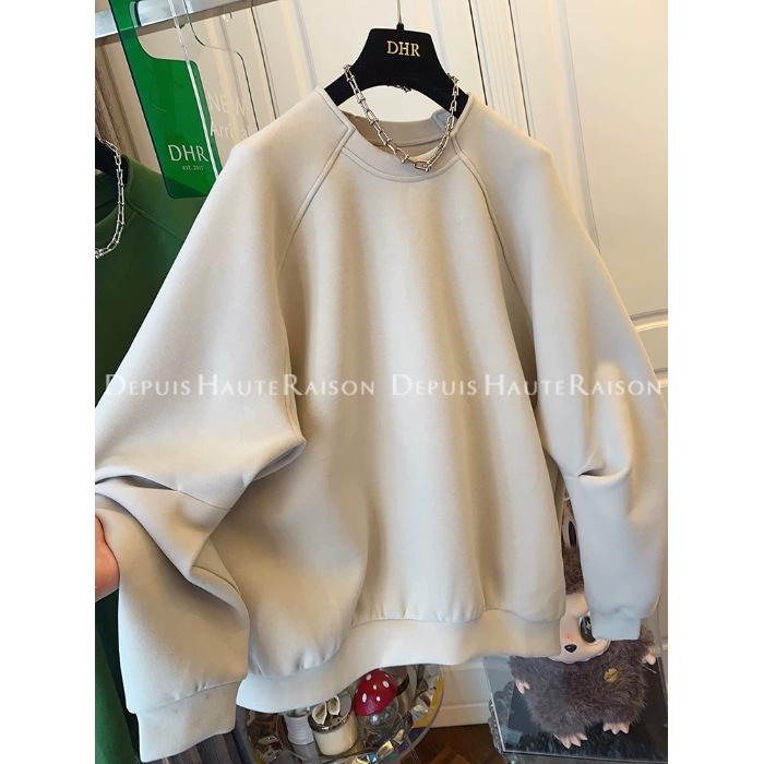 Women s Cozy Fluffy Hoodie - Autumn/Winter Loose Round Neck Top XL абрикосовый