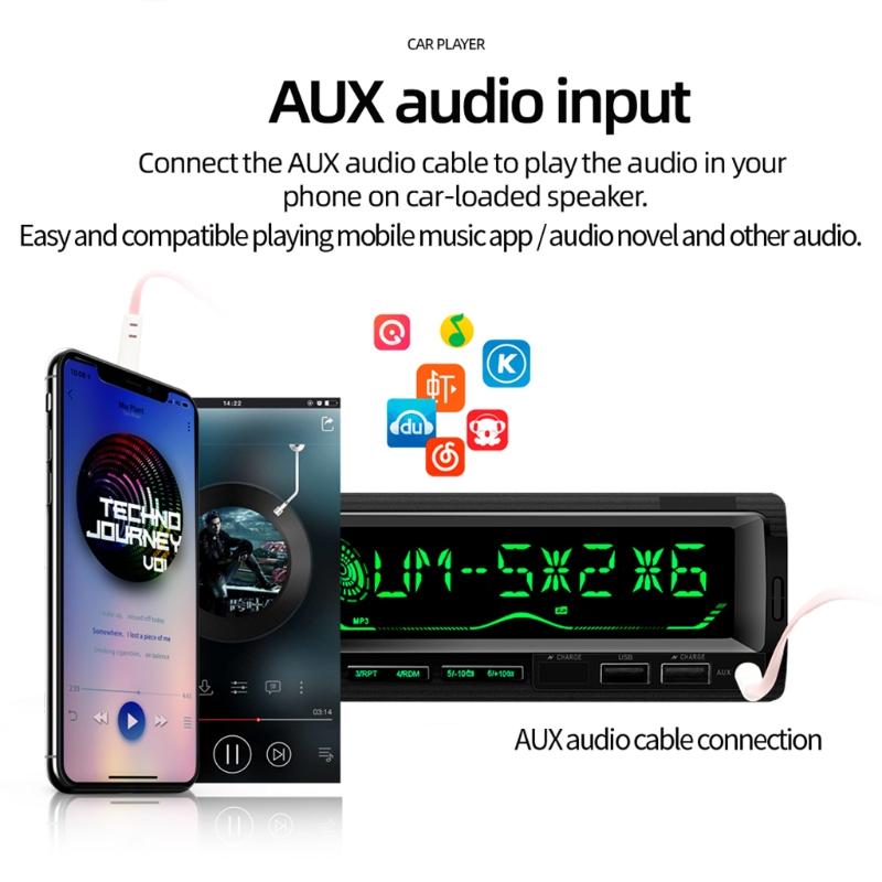 1 Set Colorful Lighting 12V Dual USB Handsfree Call U Disk Car Player Mp3 Music Stereo Adapter Bluetooth Radio Receiver