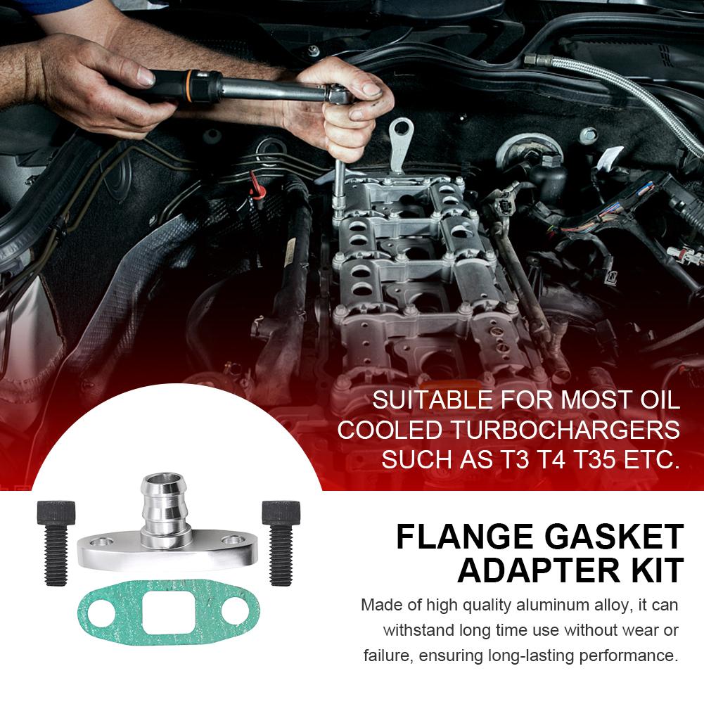 Aluminum Turbo Oil Drain Outlet Flange Gasket Adapter Set 10AN Fitting for T3 T4 T35 T40 T60 T70