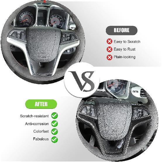 Carbon Fiber Steering Wheel Cover Interior Trim For Chevrolet Camaro 2012-2015