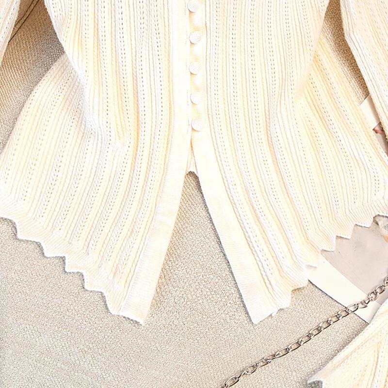 Women's V-Neck Hollow Knit Cardigan