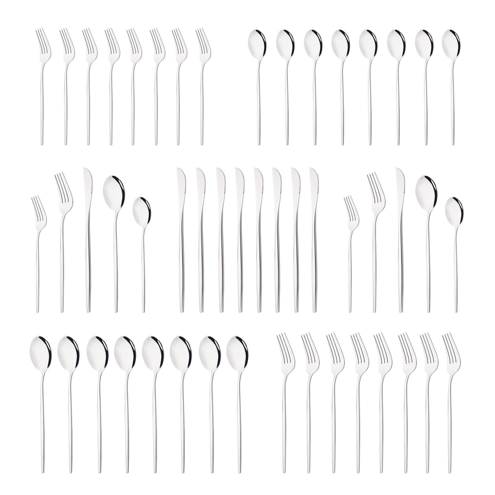 

10 человек, черные, серебряные столовые приборы, набор столовых приборов, нож, десертная вилка, ложка, столовая посуда, набор посуды из нержавеющей стали, вечерние кухонные инструменты серебряный