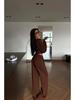 European Casual Women's Sexy Zipper Cardigan & Lace-Up Pants Set - Spring/Autumn Wear