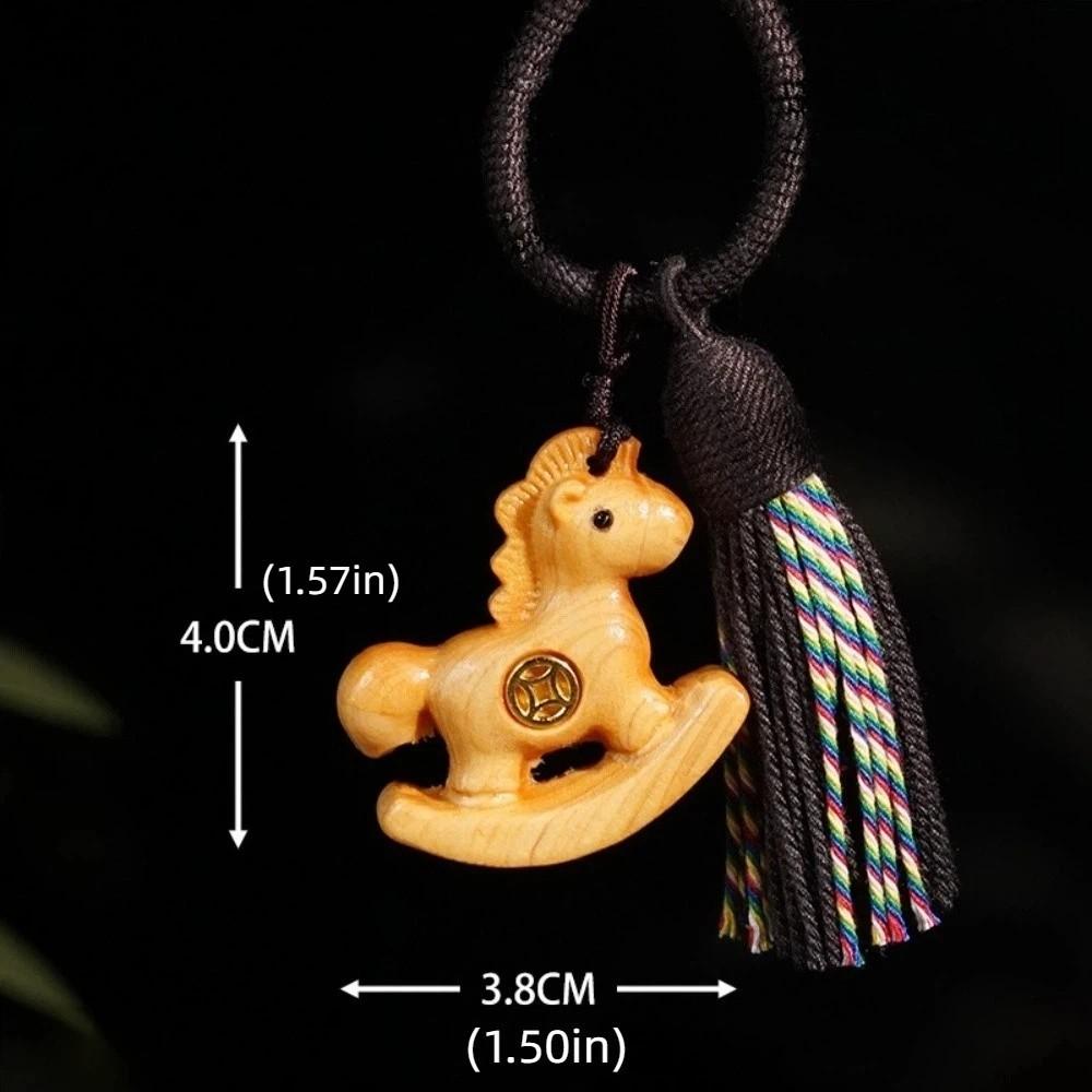 

Traditional Horse Keychain Wooden Zodiac Key Ring Neck Pendant Horse Pendant Year of The Horse Style 6