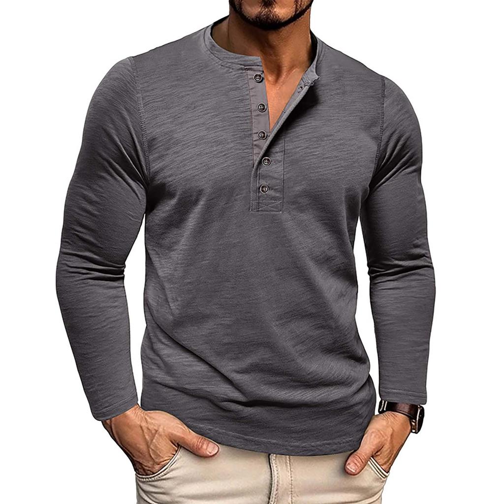 Herren Button Revers Farbige Baumwolle Langarm Basic Herren Oberteil