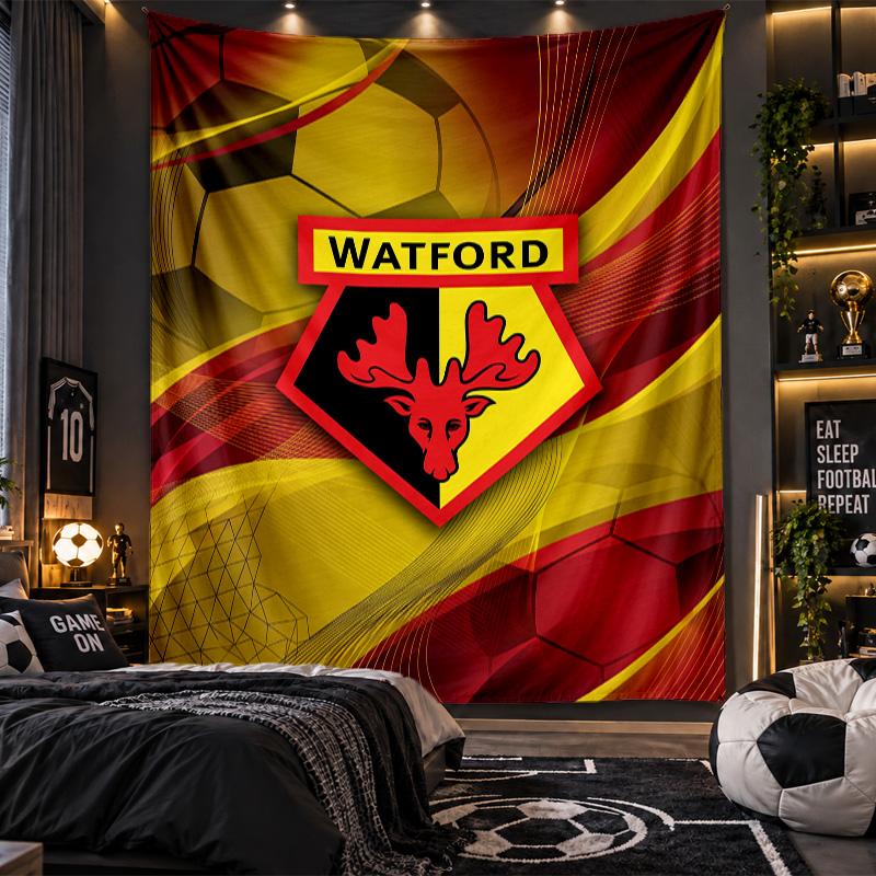 Wandbehang Wandteppich Watford Fußball Druck Stoff für Wohnzimmer Schlafzimmer Heimdekoration