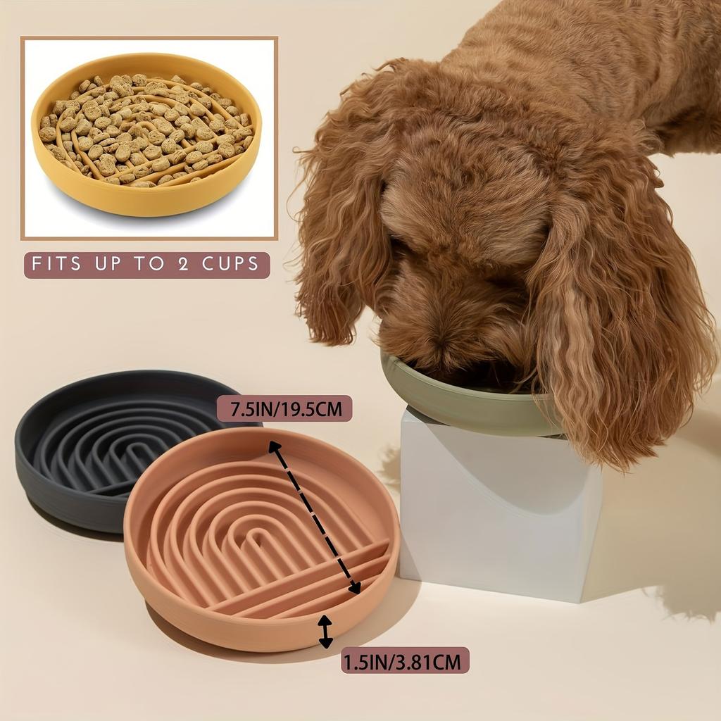 1Pc Choke-Free Slow Feeder Dog Bowl-Durable Silicone Licking Plate with Mind-Boosting Puzzle Design -Anti-Overturning Snack Dish