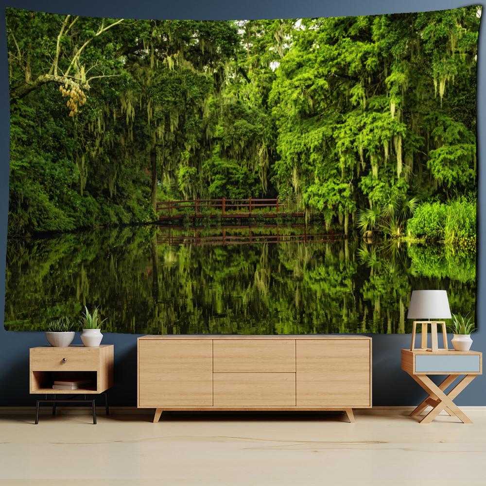 Forest Plank Path Landscape Tapestry Wall Hanging Art Abstract Mysterious Bohemian Hippie Aesthetics Room Home Decor