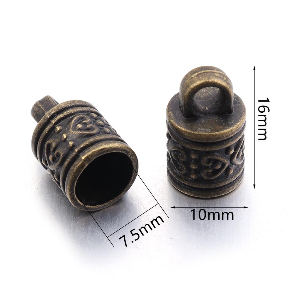10 pezzi Terminali a Crimpare in Metallo 10x16mm Vintage Fibbia Terminale per Cordino in Pelle con Frange Perline Per Fai da Te Creazione Gioielli Bracciale Collana Forniture